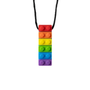Rainbow Lego Block Chew Necklace